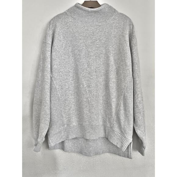 Aerie Oversized Mock Neck Sweatshirt Tunic Women XS Gray Relaxed Fit High Low - Picture 1 of 13